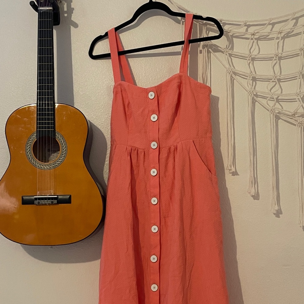 Coral Button-Down Sundress